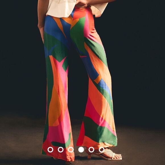 NWT Farm Rio Colorful Leaves Flared Pants - Picture 2 of 10